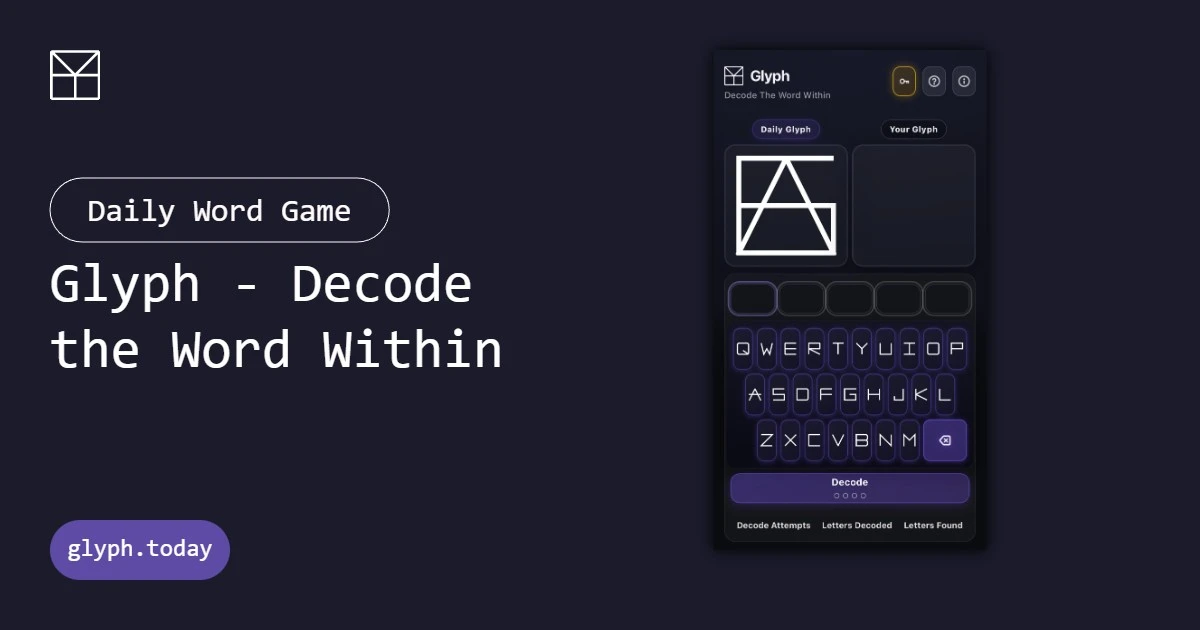 Glyph, a daily word puzzle where letters overlap into a single tangled symbol to decode