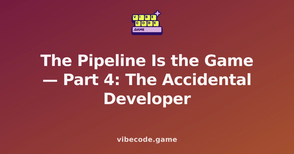 The Pipeline Is the Game — Part 4: The Accidental Developer