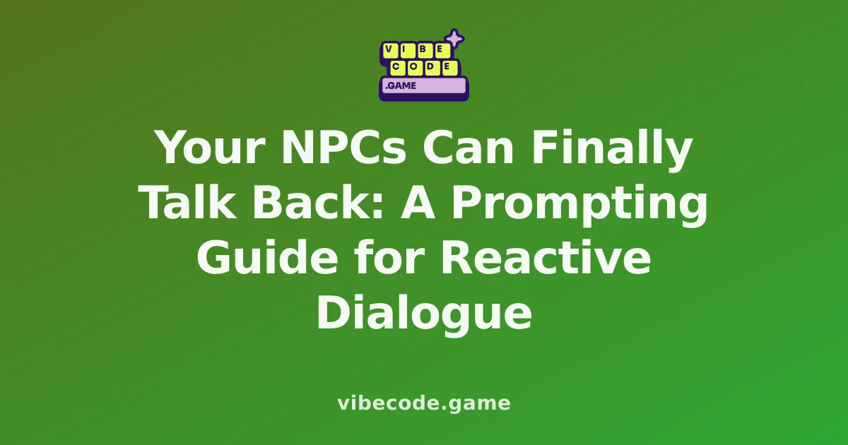 Your NPCs Can Finally Talk Back: A Prompting Guide for Reactive Dialogue
